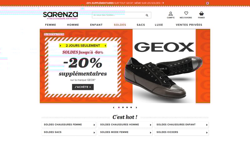 Sarenza – Ergonomie claire
