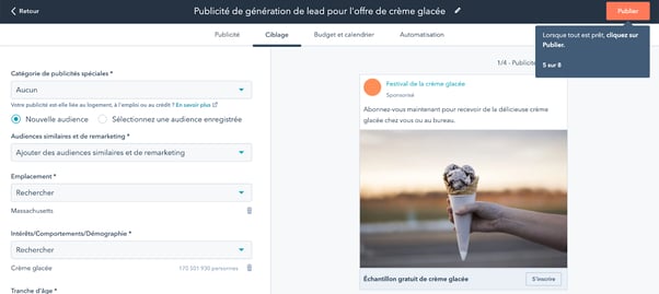 CRM hubspot pour créer vos publicités