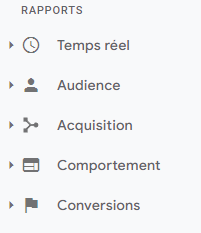 menu universal analytics