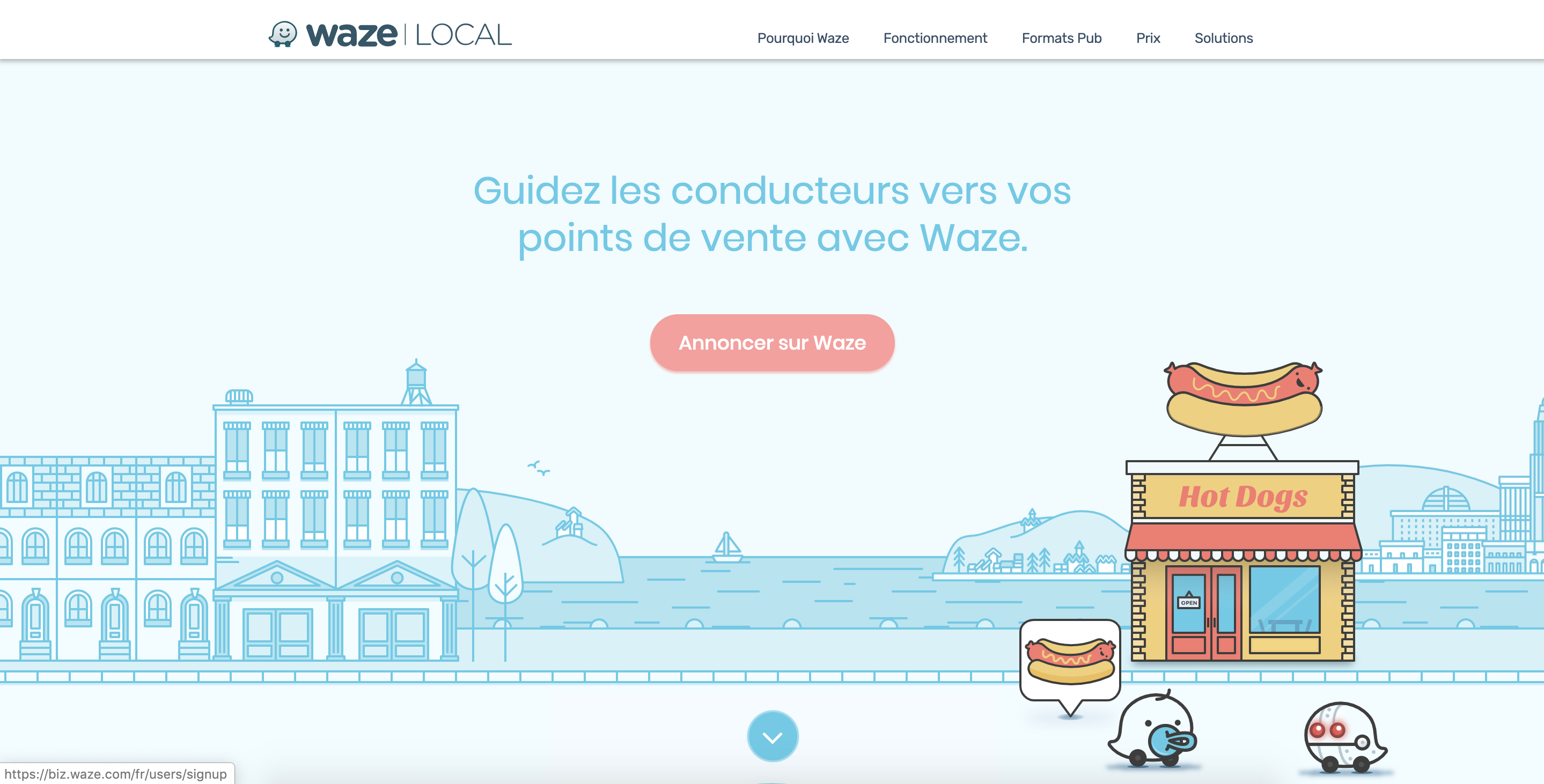 waze page annonces