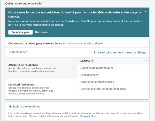 audience cible linkedin ads