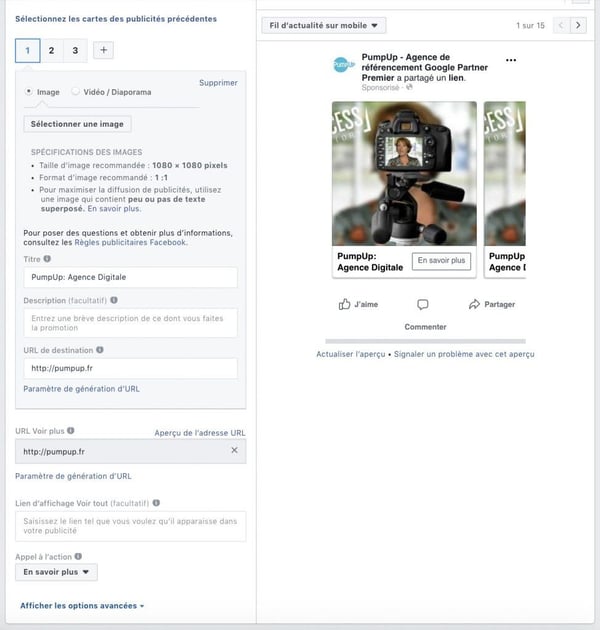 Détail Paramétrer Facebook Ads