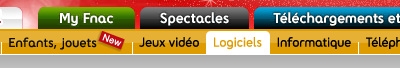 Exemple de mise en valeur de lélément de menu actif sur la Fnac Exemple de mise en valeur de lélément de menu actif sur la Fnac