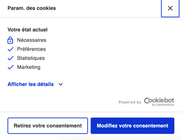 Paramètre des cookies