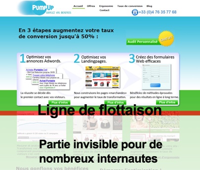 Ligne de flottaison La ligne de flottaison appliquée à la page daccueil de PumpUp