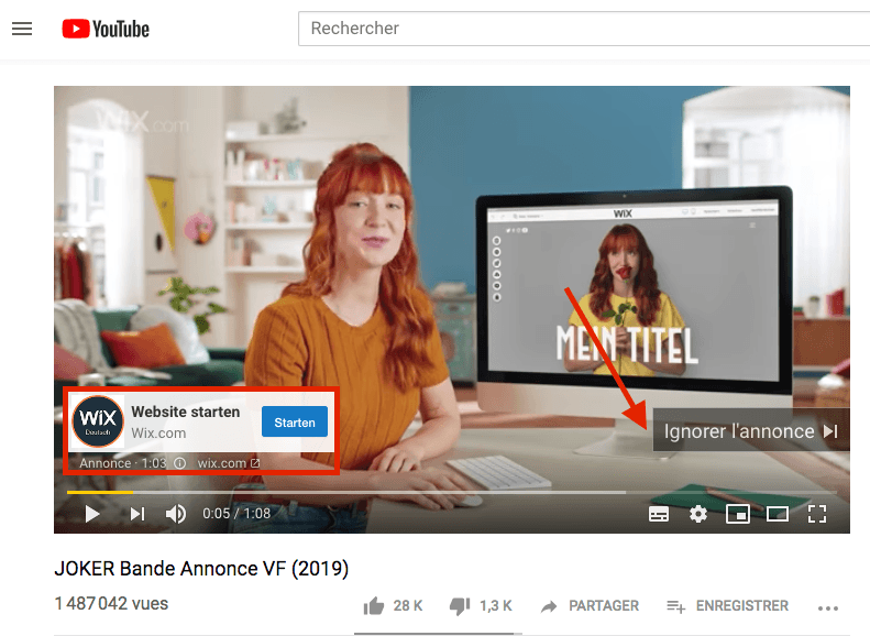 publicite instream youtube